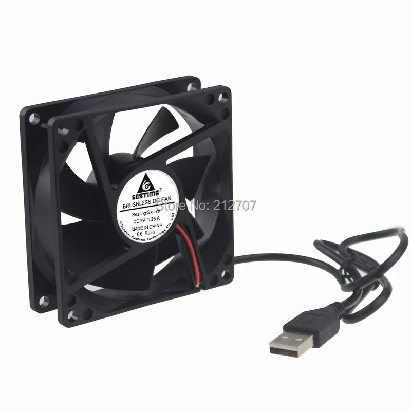 100Pcs Gdstime 8cm 80mm 5V USB Connector 80x80x25mm Brushless DC PC Computer Cooler Cooling Fan