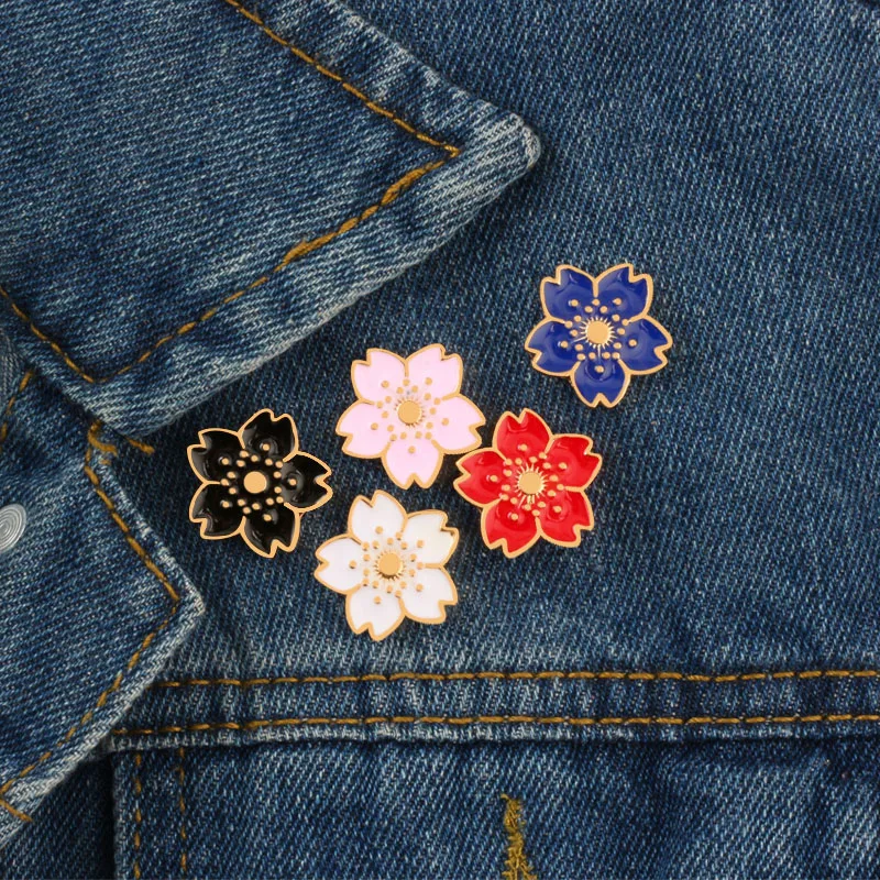 14 Style Charm Rose Enamel Pin Brooch Flower Cherry Blossom Daisy Brooches For Women Jackets Badge Accessories Couple Jewelry