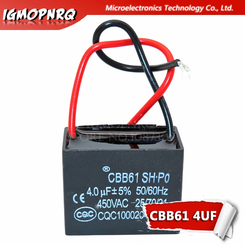 5pcs CBB61 4uf starting capacitance AC Fan Capacitor igmopnrq 450V CBB Motor Run Capacitor