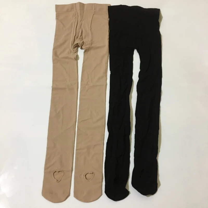 Ruoru-Collants de Ballet Professionnels pour Enfant, Fille et Adulte, Leggings de brevBlancs, avec Trou, Bas Noir aux