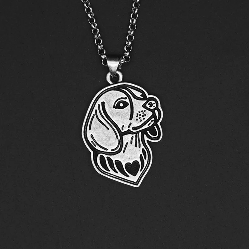 Vintage Silver Color Stainless Steel Long Chains Beagle Pendant Pet Lover Necklace Bohomian Dog Necklaces For Women Men Jewelry