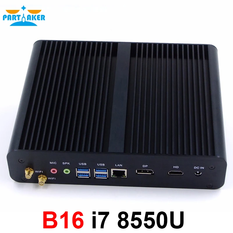 8th Gen Mini PC Windows10 Intel Core i7 8550U Quad Core 4,0 GHz Fanless Mini Computer 4K HTPC Intel UHD Grafiken 620 Wifi