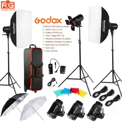 Godox E300 14in1 Professional Studio Flash Photography Light Set + Suitcase + Portable Umbrella softbox + Light Stand + Trigger