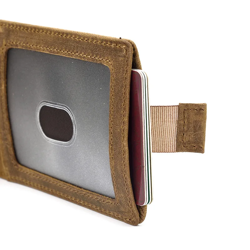 Retro genuine leather money clips Bifold wallet cardholder dollar money holder designer new men money case Slim purse