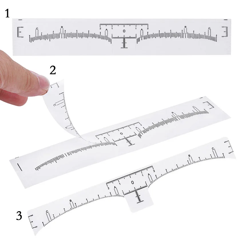 Szemöldök Mérővessző matrica számára microblading Rendelkezésre álló adhesiva Szemöldök mérési Stencil számára tattooing Szemöldök Összeállítás szerszámok