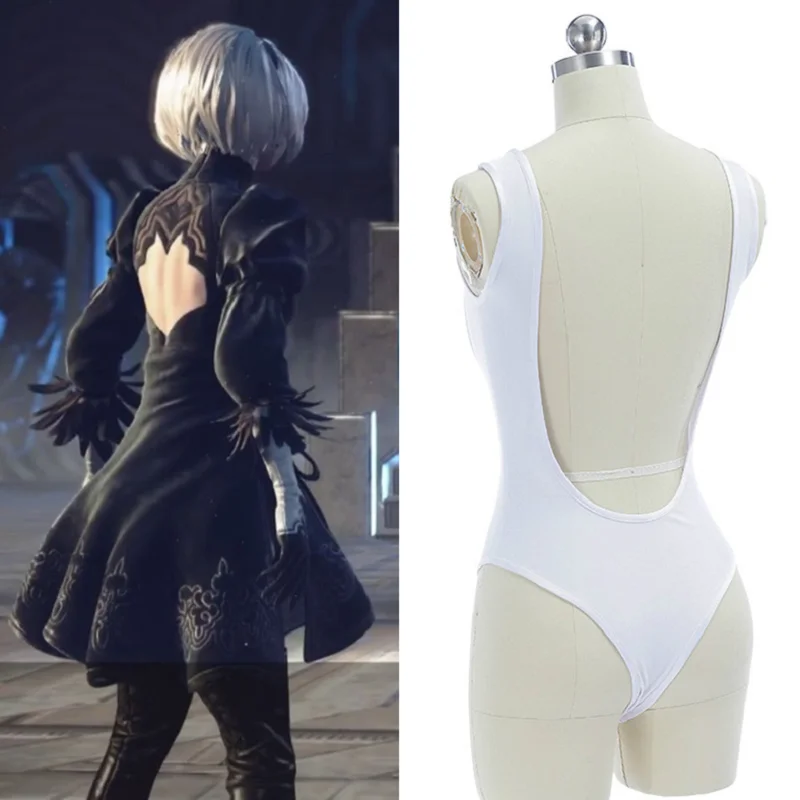 Cos NieR Automata Heroine 2B YoRHa No. 2 Type B Cosplay Costume Deep V T Back Tights Corset Underwear Underpants Sukumizu