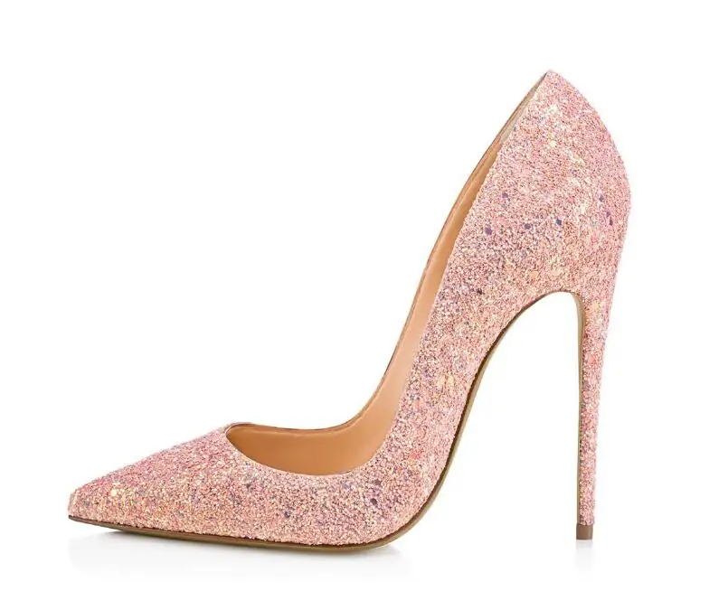 Décolleté sventati Sexy scarpe con tacco alto da donna a punta scarpe eleganti da 12 cm con Glitter per donna tacchi da sposa per feste