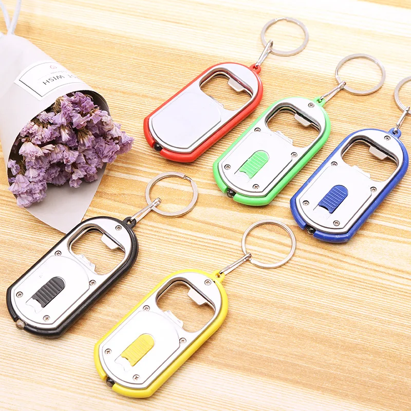 

1000Pcs/Lot 2-in-1 Multifunctional Opener Cool Bottle Openers With LED Light Opener Keychain Key Ring Lamp Keyrings