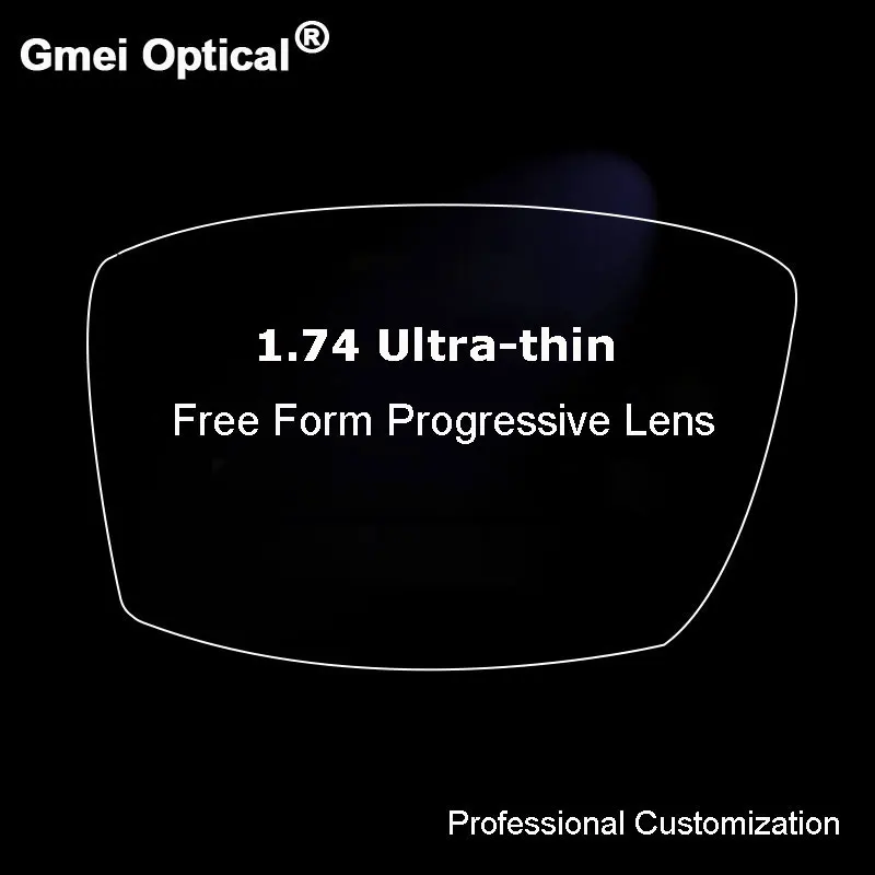 1.74 Digital Free Form Progressive No-Line Multi-Focal Prescription Customized Optical Lenses Anti-Reflection Coating HMC 2 Pcs