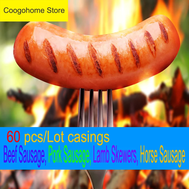 

60 Pcs/Lot Sausage Hot Dog Casing Cooking Tools Casing for Sausage Maker Machine Sausage Sausage Packaging Tools Inedible Casing