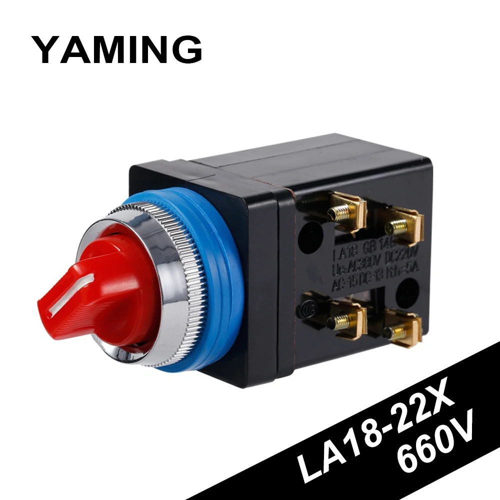 

2NO2NC Selector Switch LA18-22X/2 Second Class LA18-22X/3 Third Class Rotary Push Knob Btton Switches AC 380V 5A (2pcs)