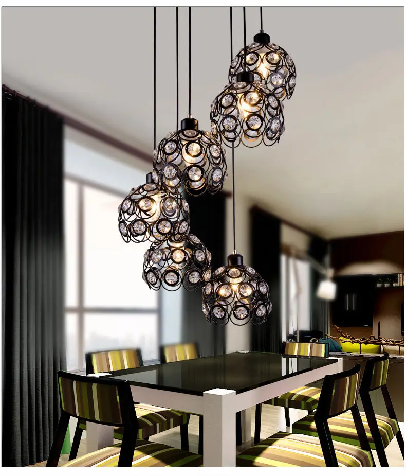 

Modern iron Pendant Light Crystal Lamp Dining room sitting room House Lighting Suspension lights