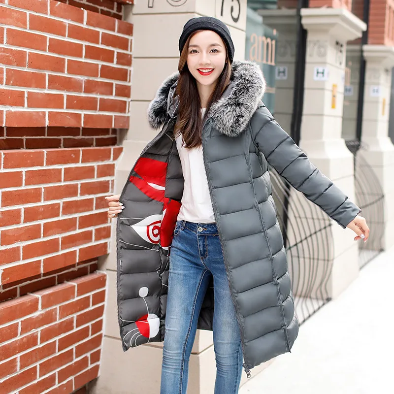 2024 winter women hooded coat fur collar thicken warm long jacket female 3XL outerwear parka ladies chaqueta feminino