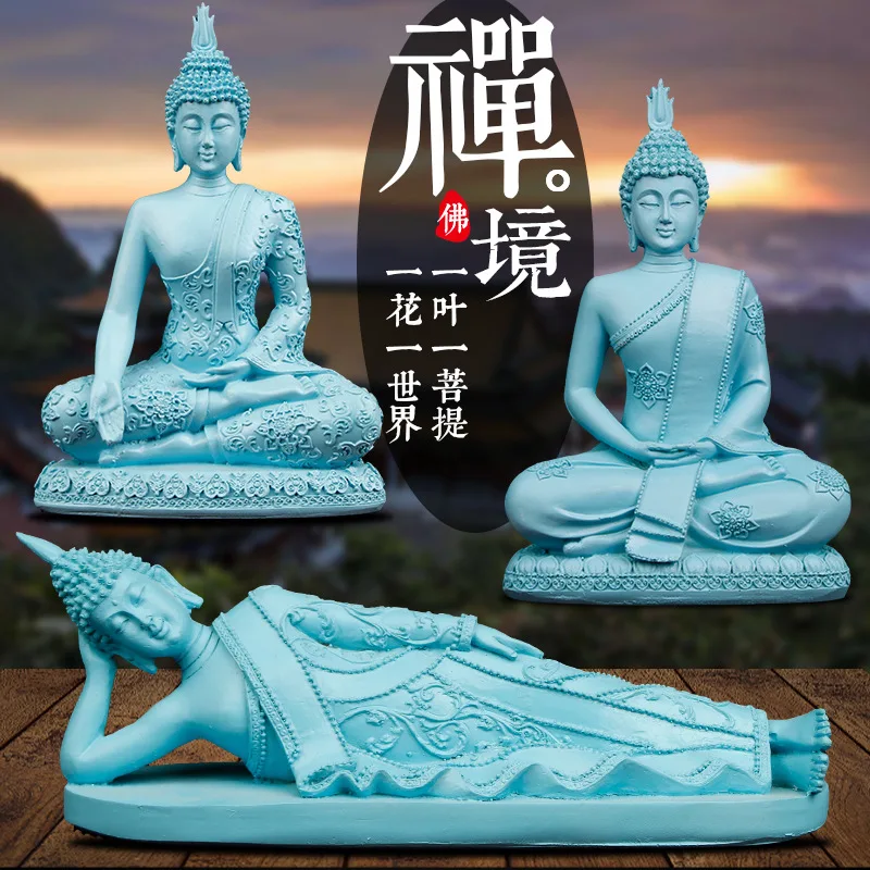 

Buddha Statue Blue Resin Crafts Sitting Buddha Thai Buddha Statue Lying Buddha Southeast Asia Indian Buddhism Creative Home