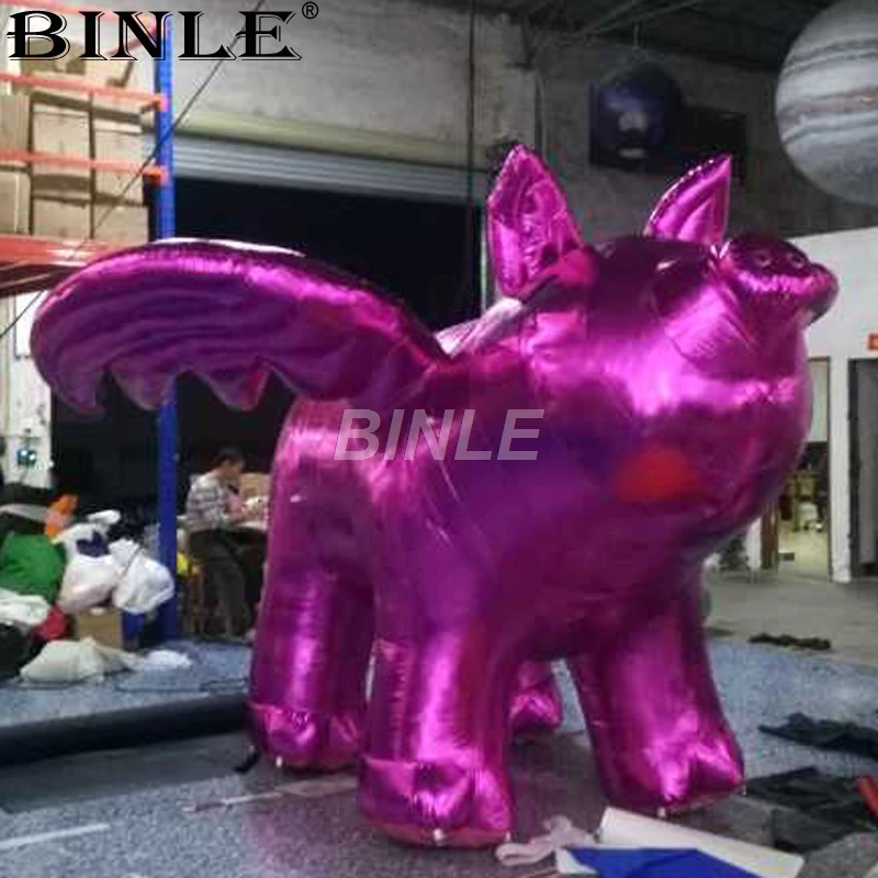 Popular Giant Inflatable Flying Pig Inflatable Pink Pig Cartoon With Wings For Exhibition