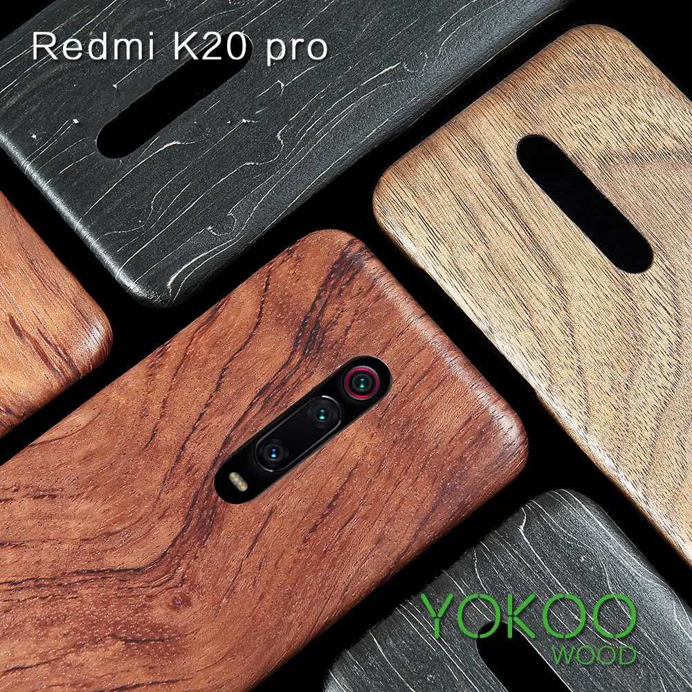 For Xiaomi 9T /9T Pro /K30/K20/ k20 Pro mi 10 Pro POCO F3 walnut Enony Bamboo Wood Rosewood MAHOGANY Wooden Back Case Cover