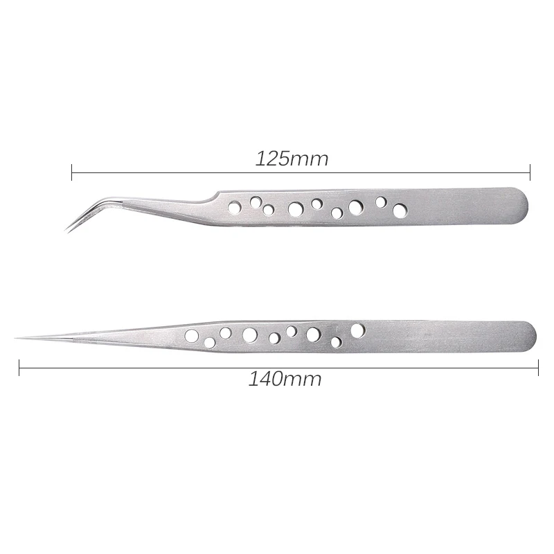 Precision Electronics Tweezers Set Ultra Fine Curved Straight Tips Stainless Steel Forceps Mobile Phone Repair Hand Tools Set