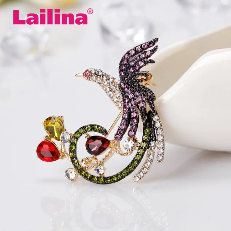 Rhinestone Phoenix Brooches for Women Bird Pins and Brooches Fashion Wedding Brooches