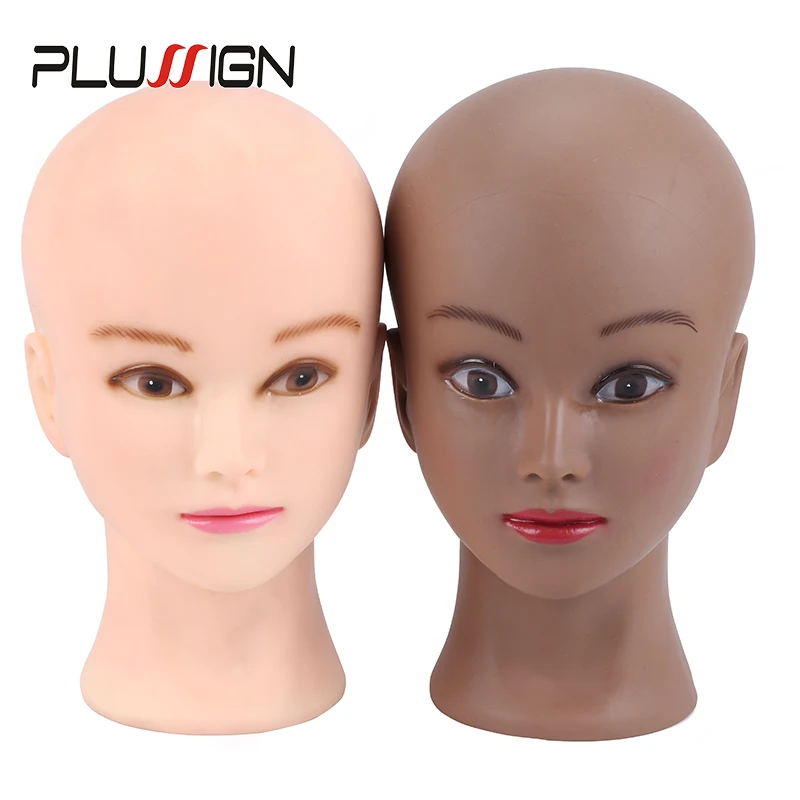 Plussign 21 Inch Training Head With Clamp Popular Cosmetology Bald Mannequin Heads For Makeup Practice Wig Making Hats Display