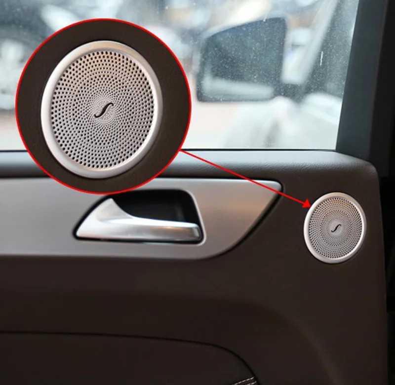 Car Styling Aluminum Alloy Door Audio Speaker Cover Trim Sticker For Mercedes Benz ML GL GLE GLS W166 X166 Auto Part Accessories
