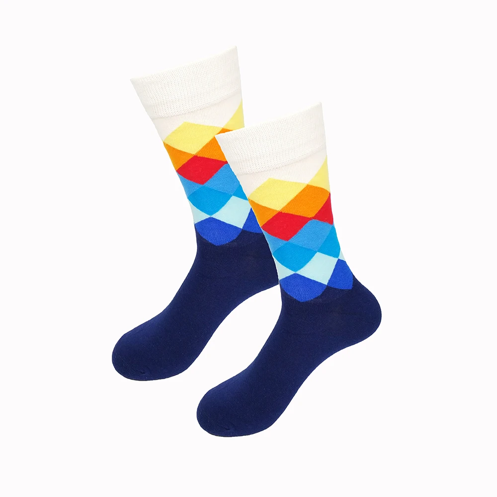 Male Tide Socks Gradient Color Paragraph Style Cotton Men\'s Knee High Business Socks EUR36-43