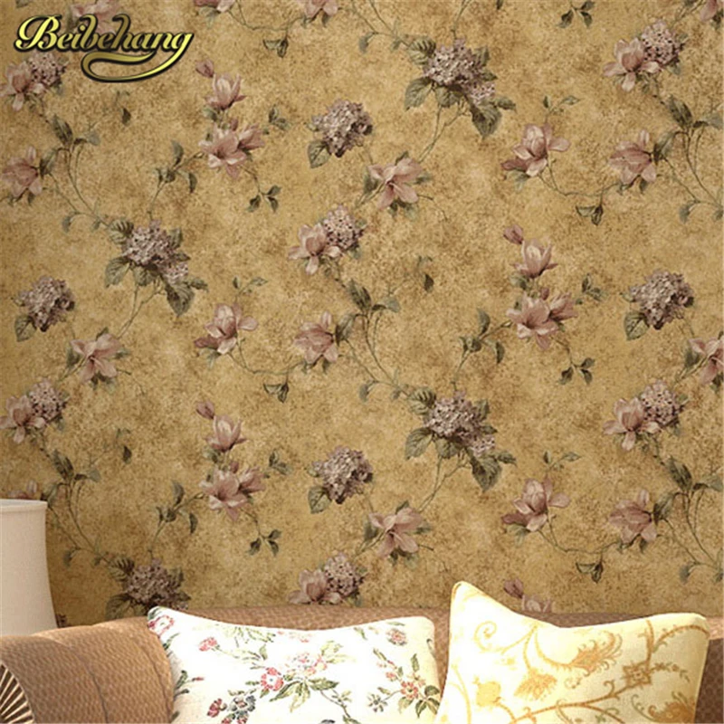 

beibehang papel parede Country Pastoral 3D Wallpaper roll Vintage Floral Wall Paper Non-woven Retro Mural Flower Papel de Parede