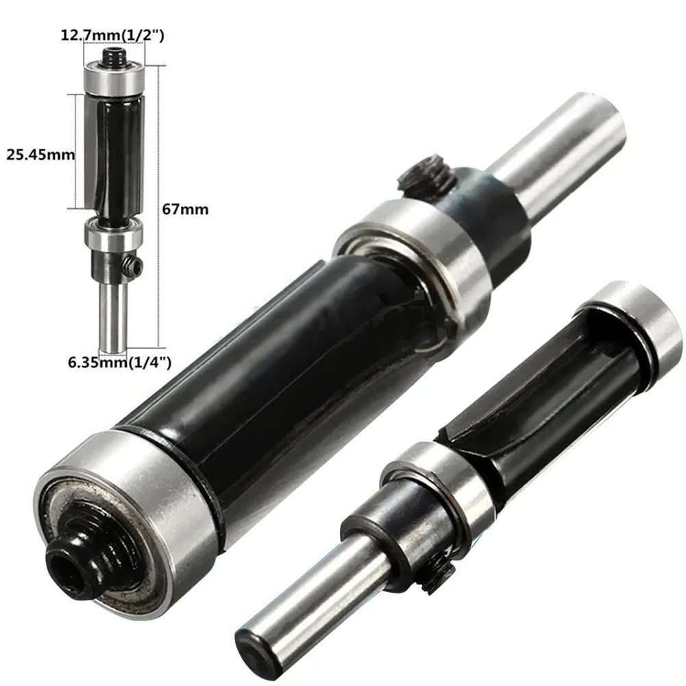 WREOW 1/4 Inch Shank MIlling Cutters Dual Bearing Carbide Slab Milling Cutter Flush Trim Router Bit Woodworking Trimmer Drill