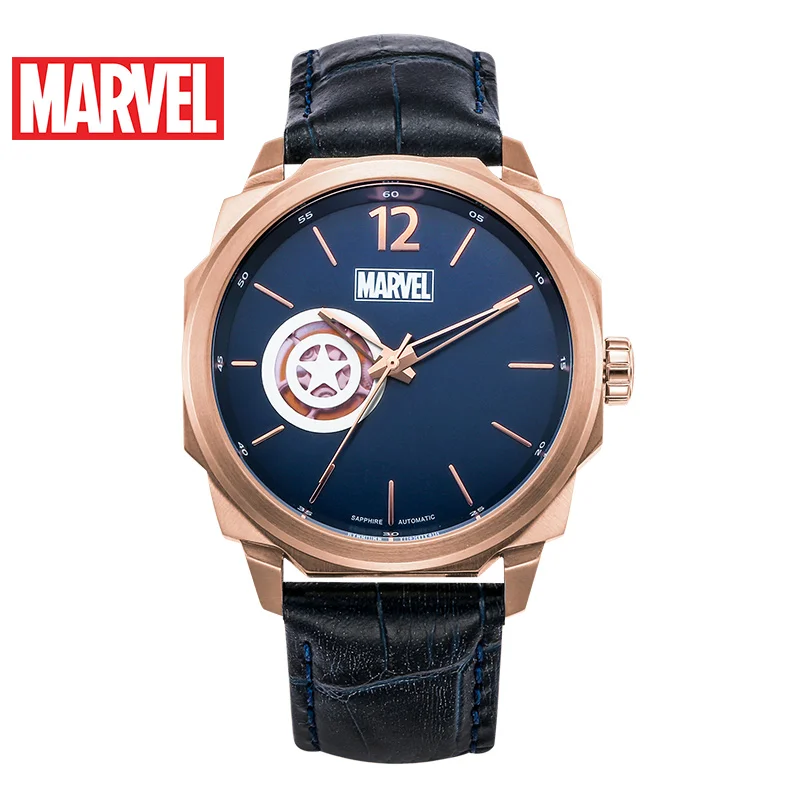 Marvel Avengers Captain America Automatic For Mens Wathes Male Mechanical Wristwatch Waterproof Stainless Steel Saphire Crystal