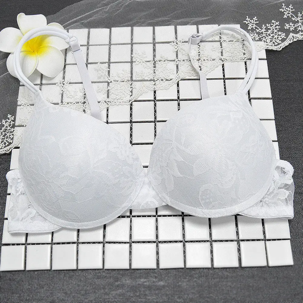 New Padded Thick Padded Push Up Embroidery Floral Lace Bra Underwear Bras Plunge BH Lingerie Size 32 34 36 38 40 42 44 A B C D E