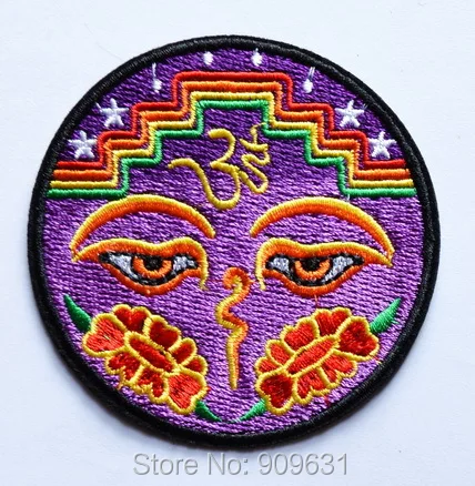 

New ! Hot Eyes Purple ~ YOGA ~ Aum om infinity hindu indian LOTUS retro hippie Iron On patch ~