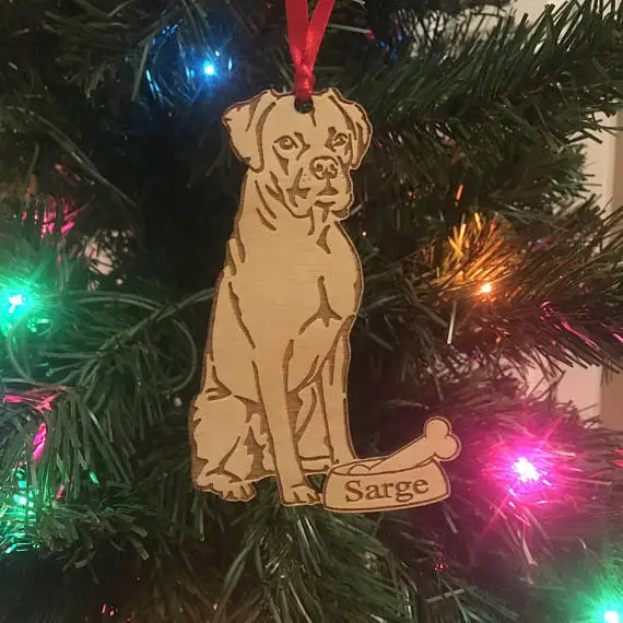 Personalized Dog Ornament  Boxer Christmas Ornament  Dog Lover Gift Christmas Holiday Ornament