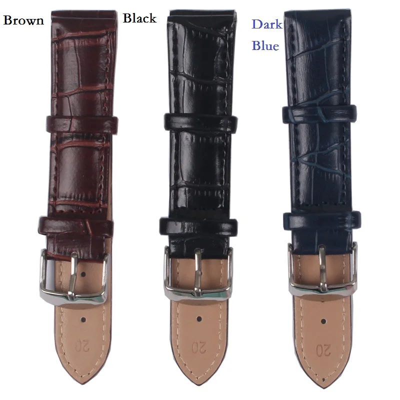 New arrival 12/14/16/18/20/22mm Black/Brown/Red/blue Faux Leather watchband Watch Strap Wristwatch Bands Buckle belt Wholesale