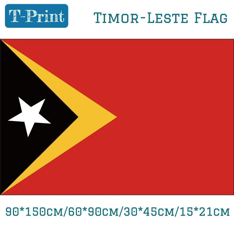 Timor-Leste National Flag 90*150cm/60*90cm/40*60cm flying hanging flag 15*21cm hand flag 3*5ft For Home decoration