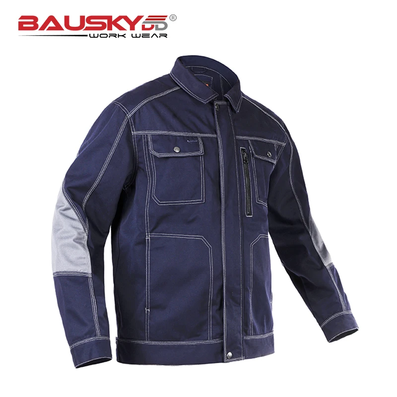 Bauskydd High quality durable Mens multi pocket dark blue work  jacket workwear mechanic construction Jacket men