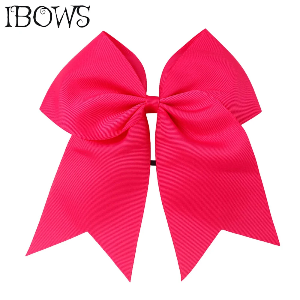 7 Inch Solid Girls Cheer Bows Grosgrain Ribbon Hair Bow With Elastic Ponytail Hair Holder For Kids Hair Bands Hair Accessories