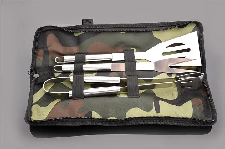 

DHL 20Set Practical Camouflage 3 PCS BBQ Grill Tools Set Thicker Stainless Barbecue Accessories Tongs SN488