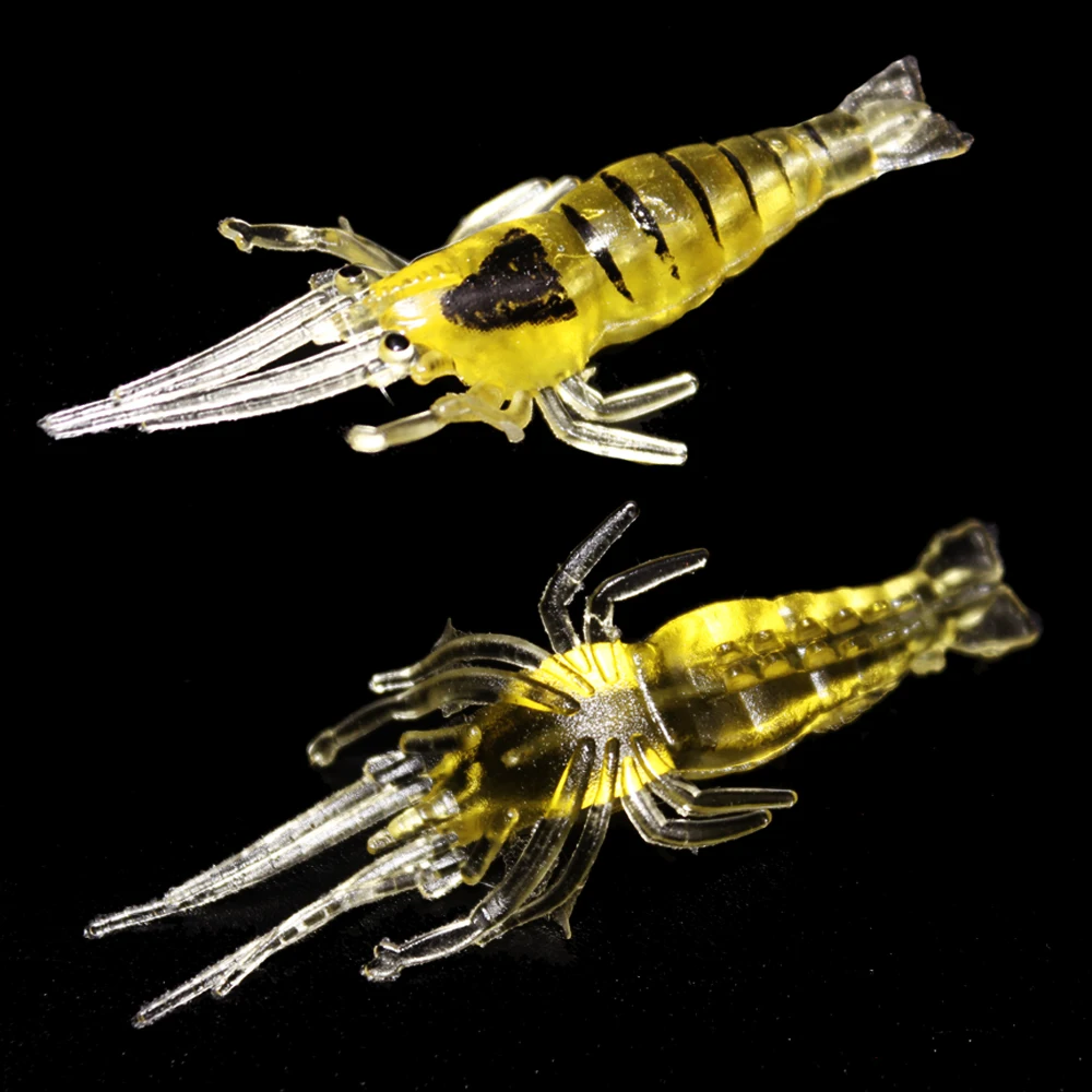 5pcs/lot 5 colors Artificial 1g-45mm  Shrimp Soft Baits  Calorina Rigs Lures Shrimp Night Fishing