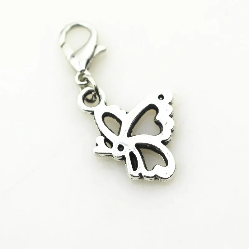 Hot Selling 30pcs Butterfly Dangle Charms lobster Clasp Charms Hanging Charm Diy Bracelet Jewelry Accessories