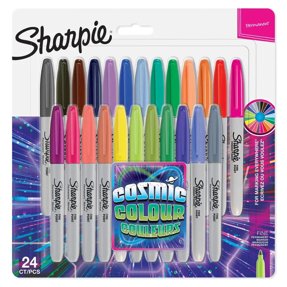 12/24 Colors Sharpie Permanent Markers Fine Point Pens (cosmic colour) Waterproof Paint Marker for Metal Tires Graffiti Markers