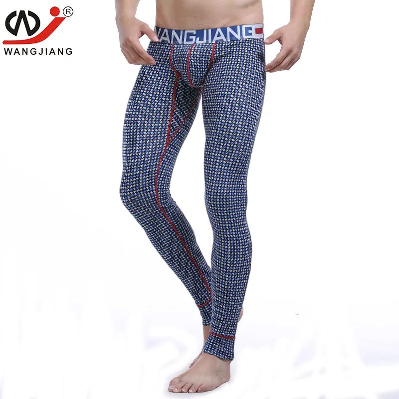 Winter Long John Pants Tights Cotton Men Thermal Underwear WANGJIANG Brand Sexy Pouch Man Warm Leggings Low Waist Sleep Bottom