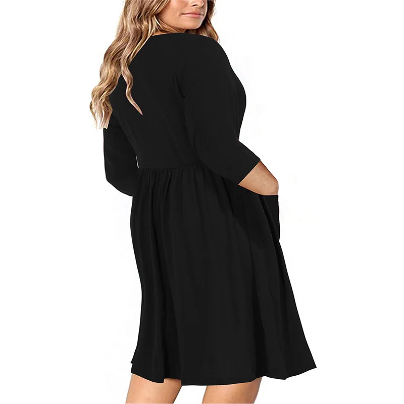 Vestido holgado de talla grande 9XL para mujer, ropa de verano con diseño de bolsillo, sólido, 2022
