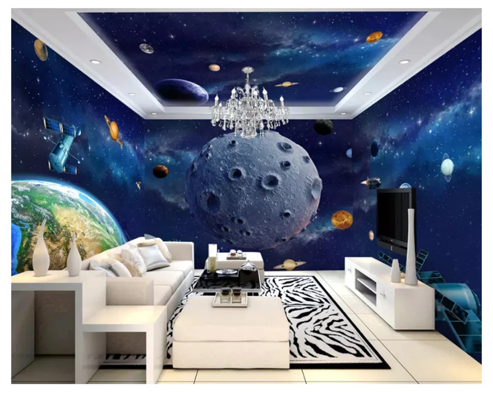 beibehang Modern fashion classic decorative painting stereo silky wallpaper sky theme space 3D full house wall papers home decor