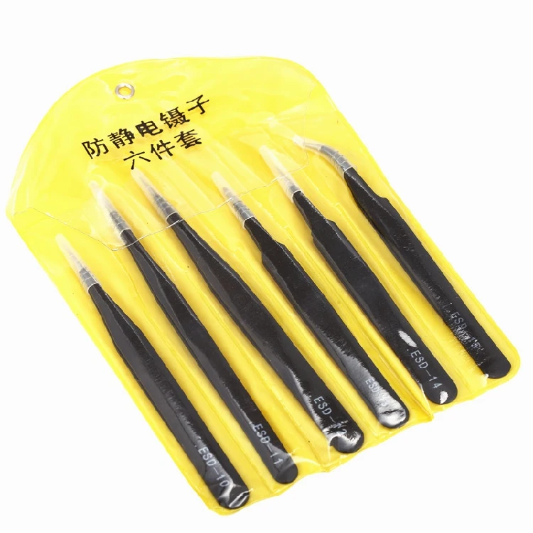 6 Trong 1 Chuyên Nghiệp Thép Không Gỉ Chống Tĩnh Điện Nhíp Bảo Dưỡng Bộ Dụng Cụ Cho Nhỏ Sửa Chữa Điện Tử Cao Cấp