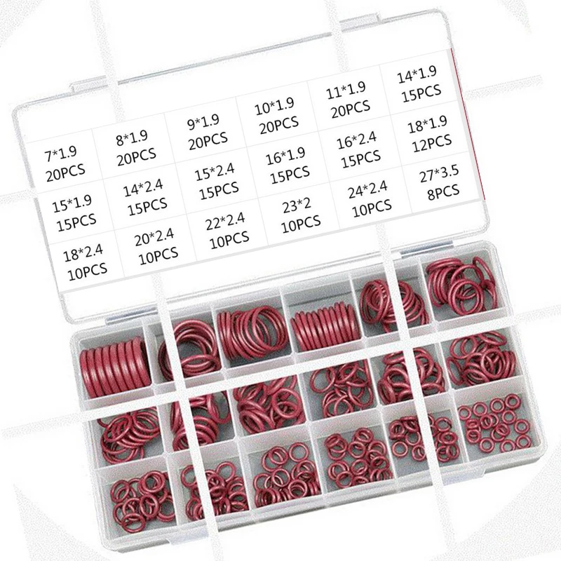 HNBR Rubber R134a R12 Red For Car Automotive A/C Air Conditioning System O-Ring Seal Kit Assortment Set