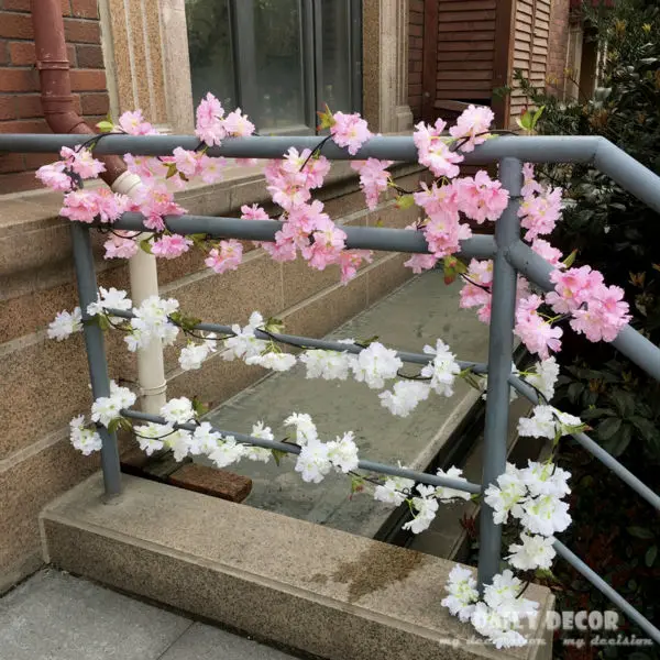 Wholesale !!! Hi-Q artificial Cherry flowers wedding arch decorative flowers vine wedding fake cereza rattan 12pcs / lot