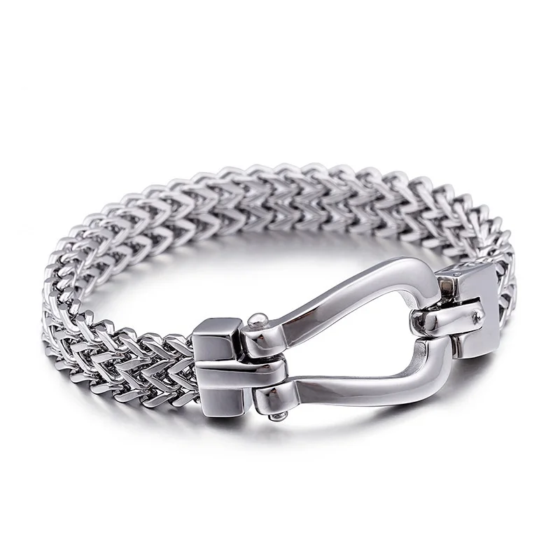 Stainless steel cast titanium steel bracelet Glossy simple buckle men's bracelet