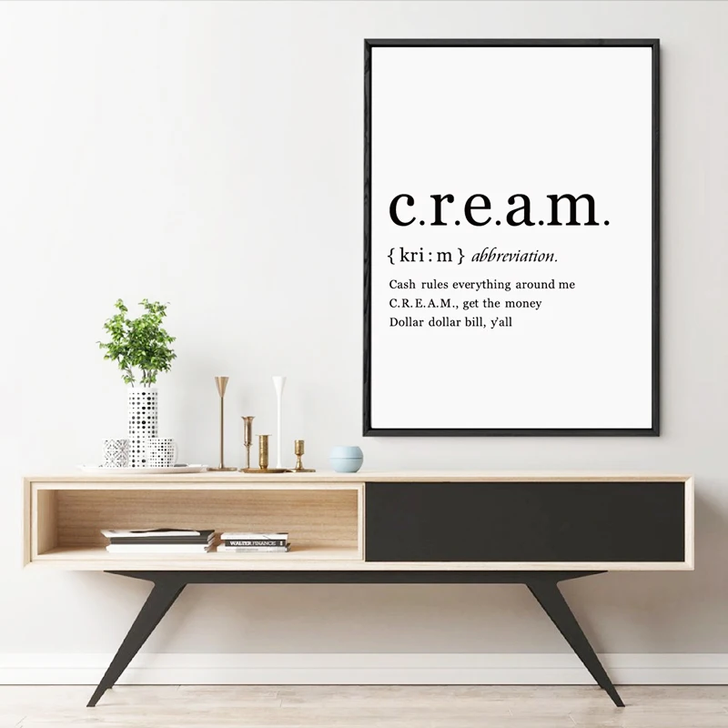 وو تانغ عشيرة الراب كلمات تعريف إقتباس جدار الفن طباعة ، الهيب هوب المشارك قماش اللوحة أسود أبيض صورة ديكور فني جدار المنزل