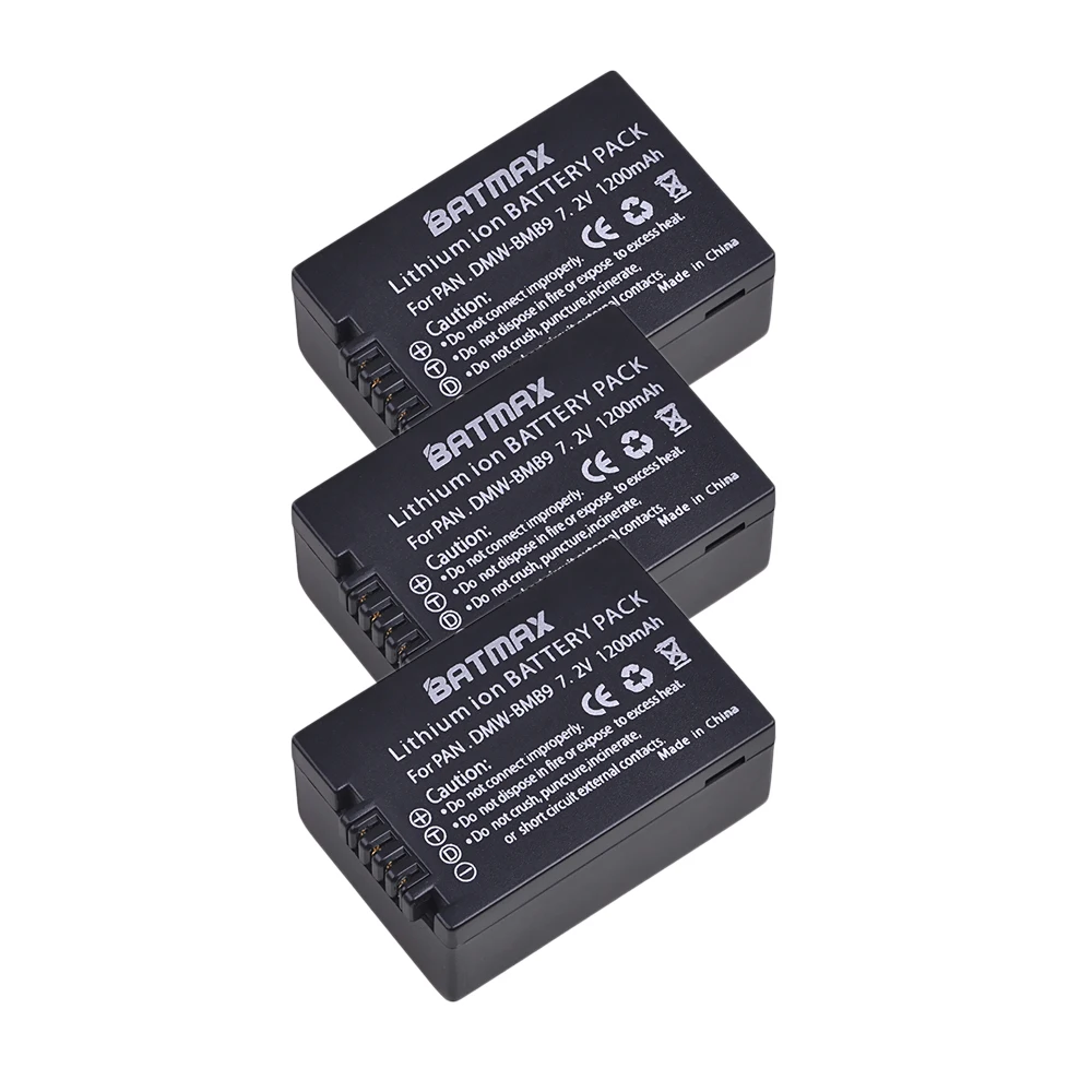 3Pcs 1200mAh DMW BMB9 BMB9E Battery Accu+ LCD USB Charger for Panasonic DMC-FZ40 FZ45 FZ47 FZ48 FZ100 FZ150 Cameras