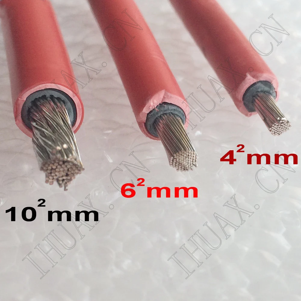 20m/roll 6mm2 Solar Cable Red or Black PV Cable Wire Copper Conductor XLPE Jacket insulation solar cable wire  TUV approved