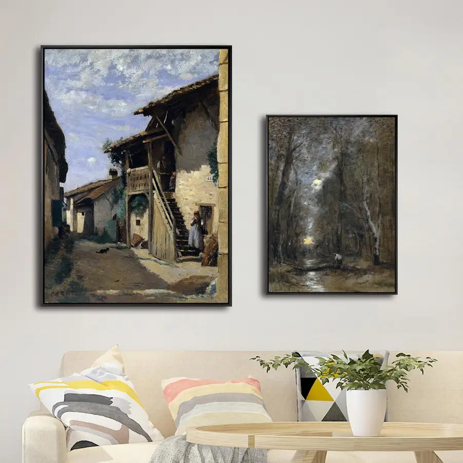 Home Decoration Print Canvas Art Wall Pictures Poster Canvas Printings Paintings French Jean Baptiste Camille Corot